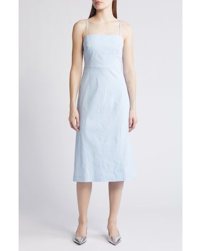 Theory Good Strappy A-line Linen Blend Dress - Blue