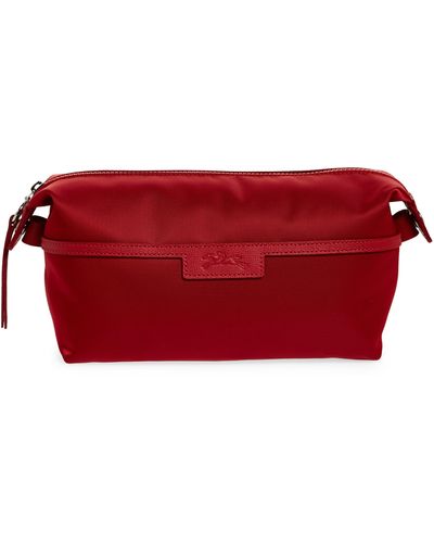 Longchamp Leather Trim Toiletry Bag in Red