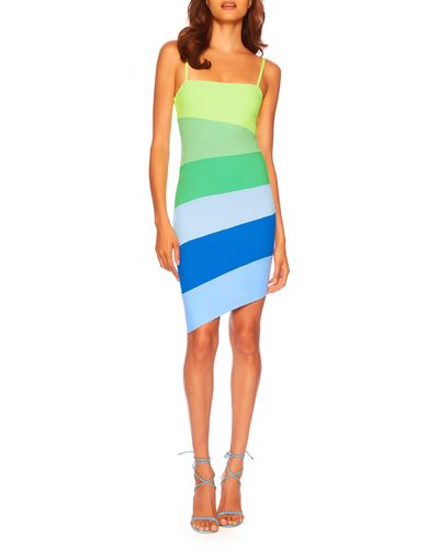 Susana Monaco Colorblock Asymmetric Body-con Dress - Blue