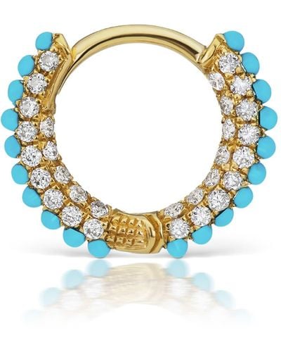 Maria Tash Single Turquoise & Diamond Pavé huggie Hoop Earring - Blue