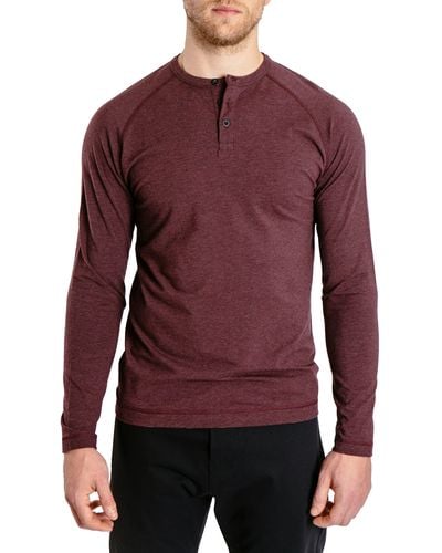 PUBLIC REC Go-to Long Sleeve Performance Henley T-shirt - Red