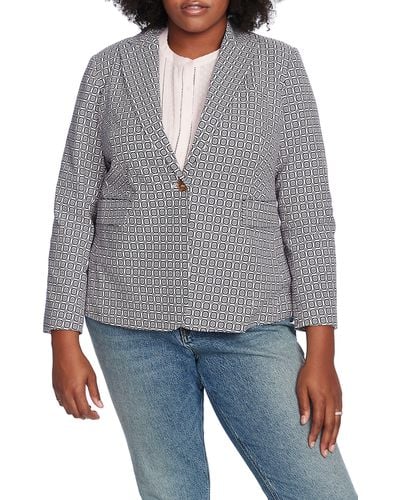 Court & Rowe Tile Floral One-button Blazer - Gray