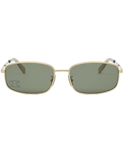 Celine Triomphe 60mm Rectangular Sunglasses - Green
