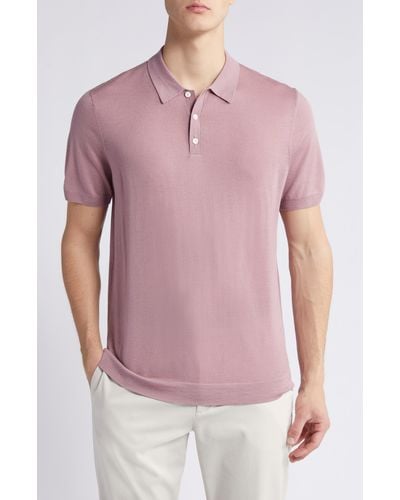 Nordstrom Wool & Silk Blend Polo Sweater - Pink