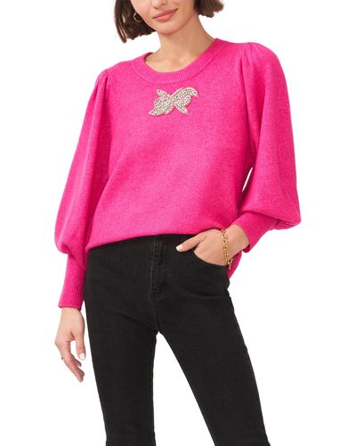 Chaus Cozy Balloon Sleeve Sweater - Pink