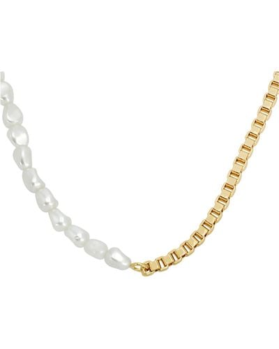 AllSaints Imitation Pearl Link Necklace - Metallic