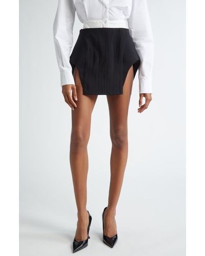 Mugler Open Sides Paneled Twill Miniskirt - Black