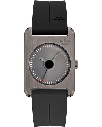 adidas Rectangular Dial Silicone Strap Watch - Black