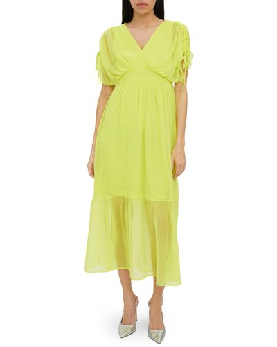 Vero Moda Cap Sleeve Ruffle Dress - Yellow