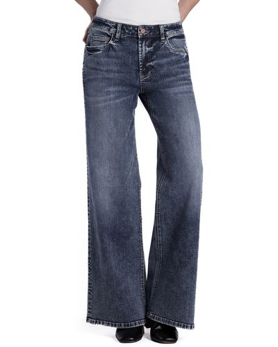 HINT OF BLU Happy Go Lucky Wide Leg Jeans - Blue