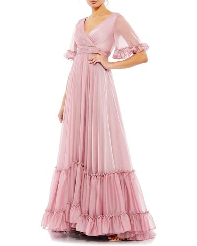 Mac Duggal Butterfly Ruffle Trimmed A-line Gown - Pink