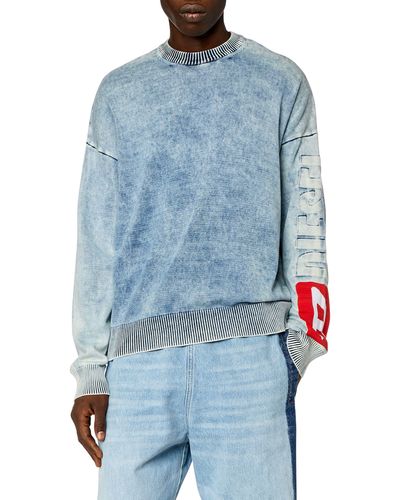 DIESEL Diesel K-zeros Denim Effect Cotton Blend Sweater - Blue