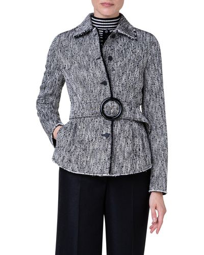 Akris Punto Cotton Blend Tweed Jacket - Gray