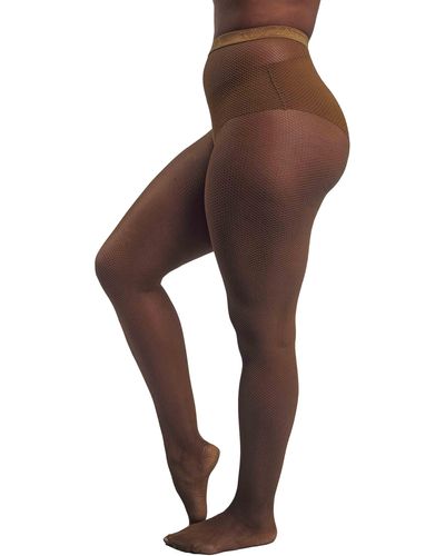 Nude Barre 3 Pm Fishnet Tights - Brown