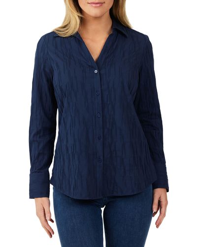 Foxcroft Mary Button-up Blouse - Blue