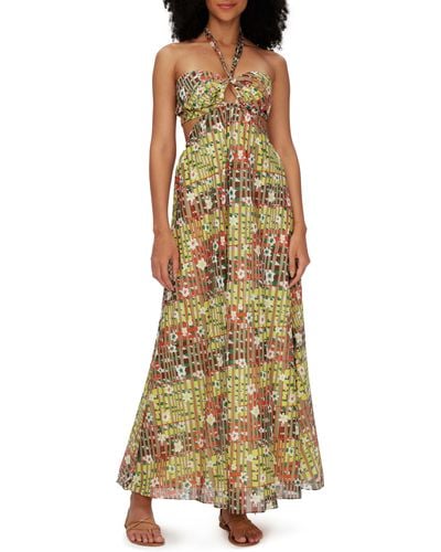 Diane von Furstenberg Ainslina Floral Check Cotton & Silk Maxi Dress - Multicolor