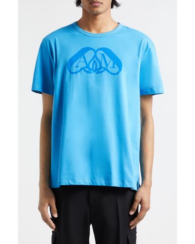 Alexander McQueen Seal Monogram Logo Graphic T-shirt - Blue