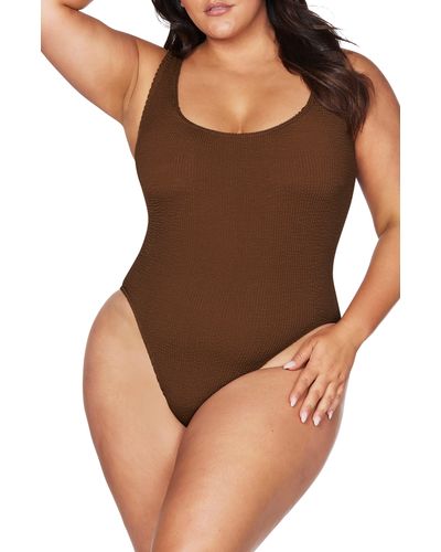 Artesands Kahlo Arte Eco Crinkle A-g Cup One-piece Swimsuit - Brown
