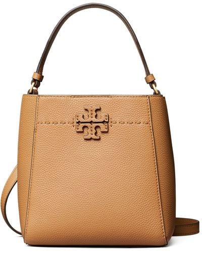 Tory Burch Mcgraw Small Leather Bucket Bag - Brown