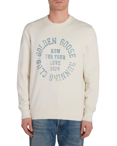 Golden Goose Journey Running Club Distressed Graphic Sweatshirt - Gray