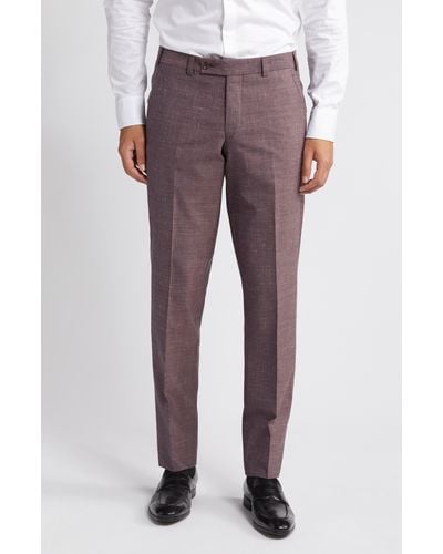 Ted Baker Jerome Trim Fit Soft Constructed Flat Front Wool & Silk Blend Dress Pants - Purple