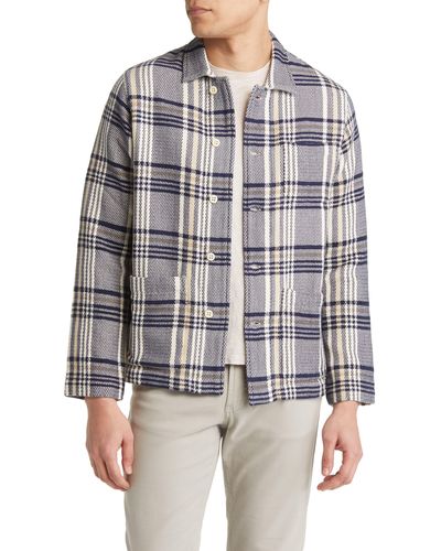 Original Madras Trading Co. Stout Plaid Cotton Shirt Jacket - Gray