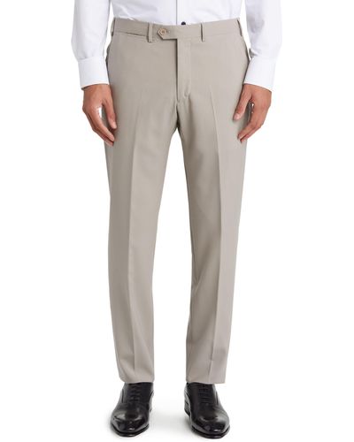 Emporio Armani Flat Front Wool Pants - White
