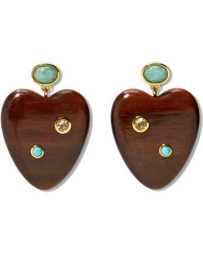 Lizzie Fortunato Tamarind Heart Drop Earrings - Brown