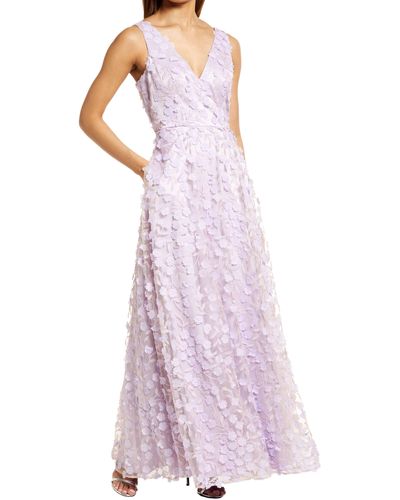 Eliza J 3d Floral Evening Gown - Purple