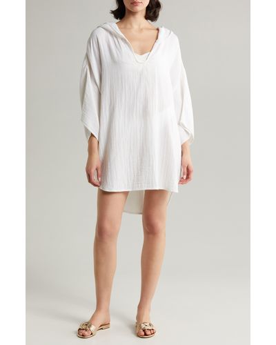 Elan Hooded Cotton Cover-up Tunic - White