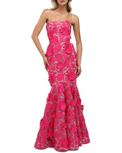 HELSI Jessica Floral Strapless Mermaid Gown - Red