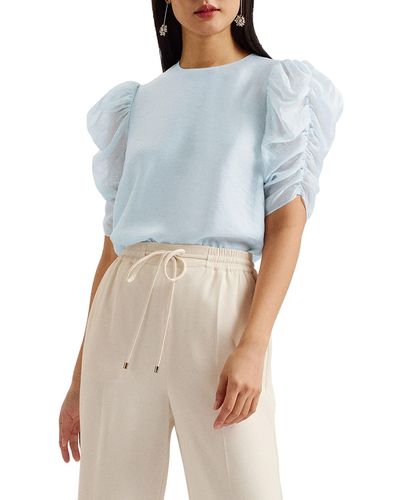 Ted Baker Sachiko Ruched Elbow Sleeve Top - Blue
