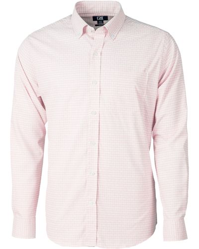 Cutter & Buck Versatech Tattersall Classic Fit Button-up Performance Shirt - Pink