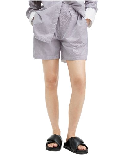 AllSaints Karina Stripe Pull-on Poplin Shorts - Gray