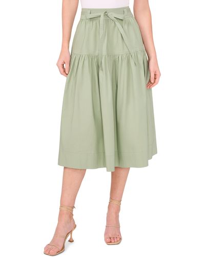 Cece Tie Waist Cotton Blend Skirt - Green