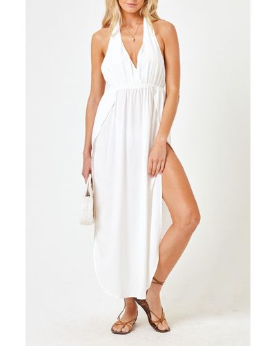 L*Space Marina Halter Cover-up Dress - White