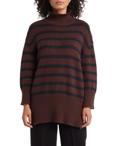 Masai Fabi Stripe Turtleneck Sweater - Brown