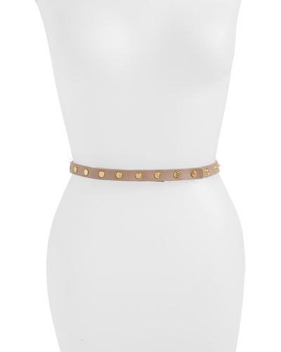 Ada 'cala' Studded Skinny Leather Belt - White
