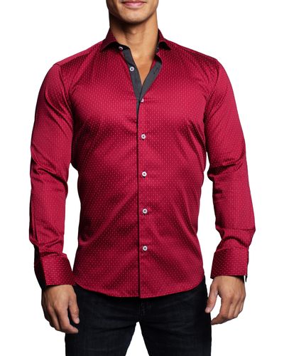 Maceoo Einstein Dotline Contemporary Fit Button-up Shirt At Nordstrom - Red