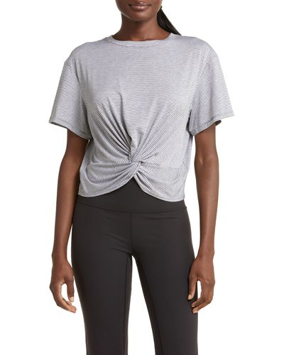 Zella Twist Stripe T-shirt - Gray