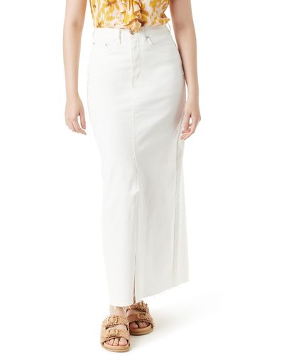 Sam Edelman Dempsey Split Front Denim Maxi Skirt - White
