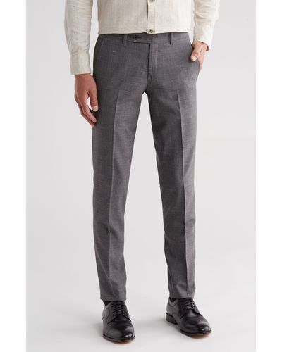 Ted Baker Jerome Soft Constructed Flat Front Wool & Silk Blend Dress Pants - Gray