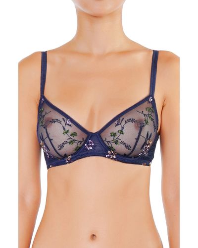 Huit Insouciante Embroidered Underwire Bra - Blue