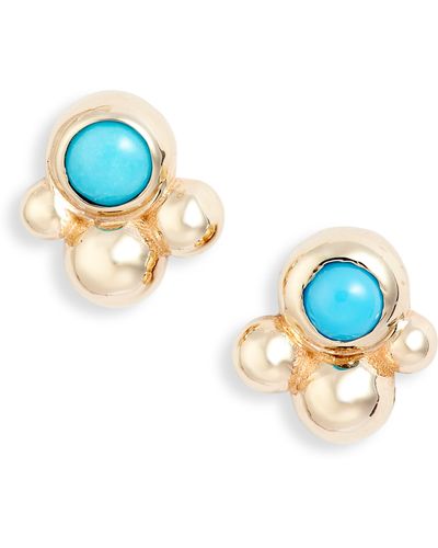 Anzie Bonheur Bubbling Brook 14k Gold Stud Earrings - Blue