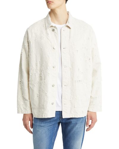 Closed Distressed Cotton Blend Twill Lab Jacket - White