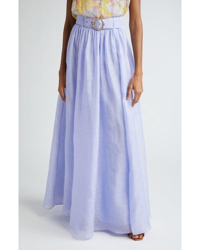 Zimmermann Belted Linen Maxi Skirt - Blue