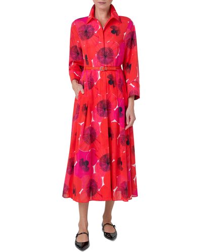 Akris Print Belted Cotton Shirtdress At Nordstrom - Red