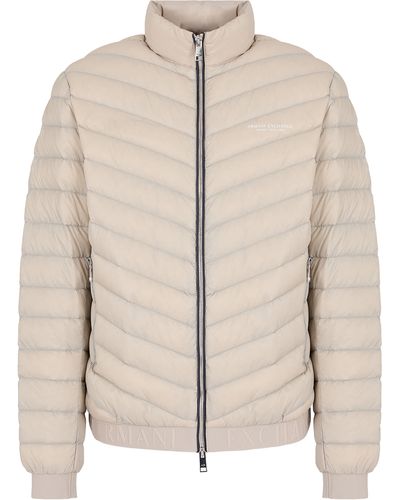 Armani Exchange Packable Down Puffer Jacket - Natural