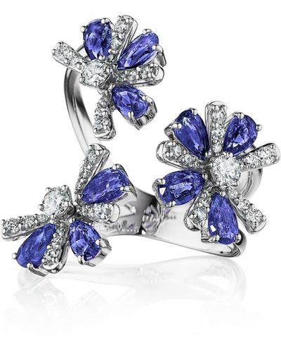 Hueb Botanica Sapphire & Diamond Open Ring - Blue