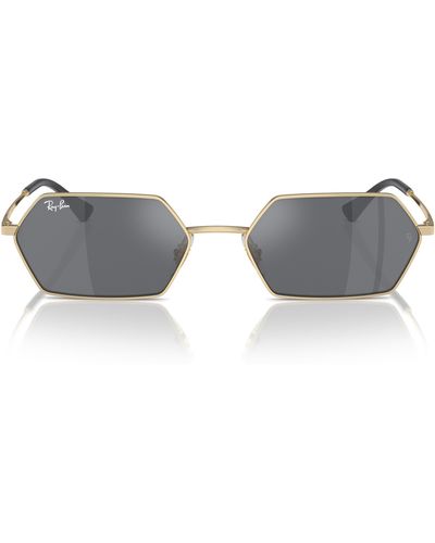 Ray-Ban 55mm Yevi Rectangular Sunglasses - Metallic